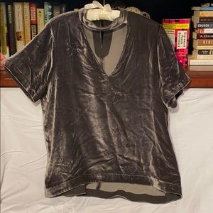 Madewell Gray Velvet Short Sleeve Tee